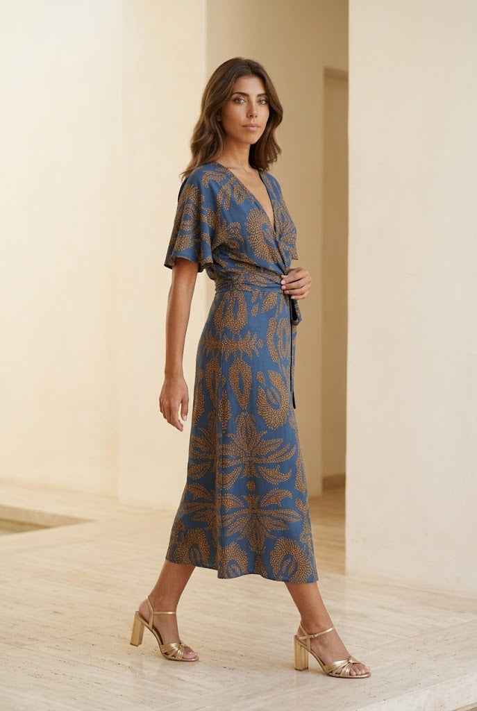 Lune | Natural Wrap Midi Dress