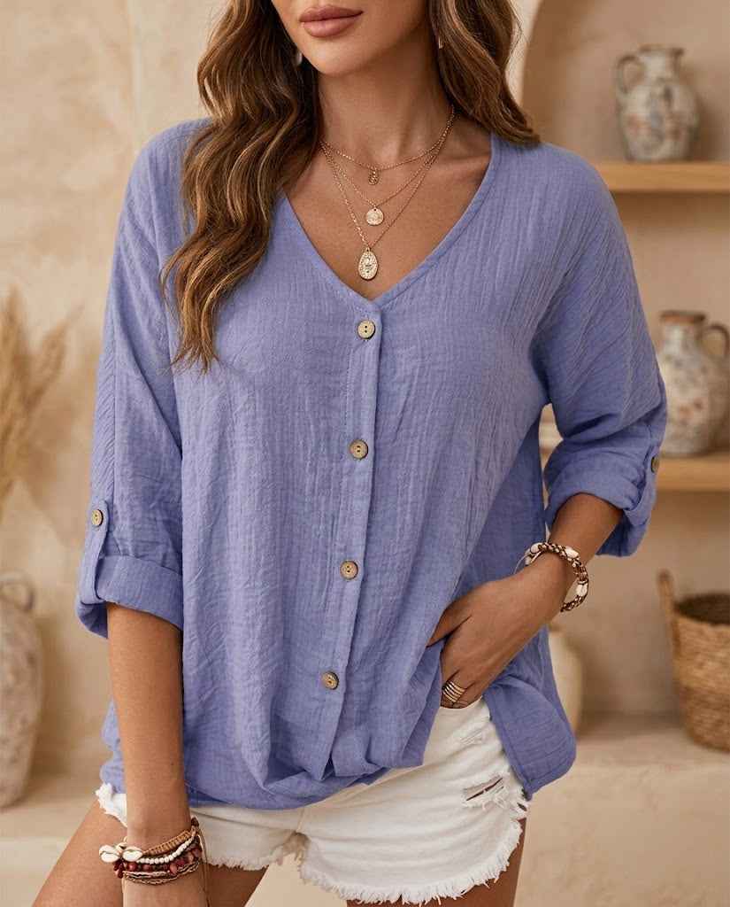 Pauline | Long Blouse with V-Neck