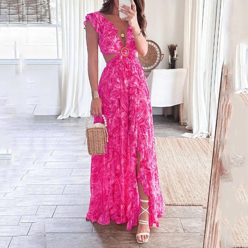 Alure | Sleeveless Ruffle Detail Midi Dress