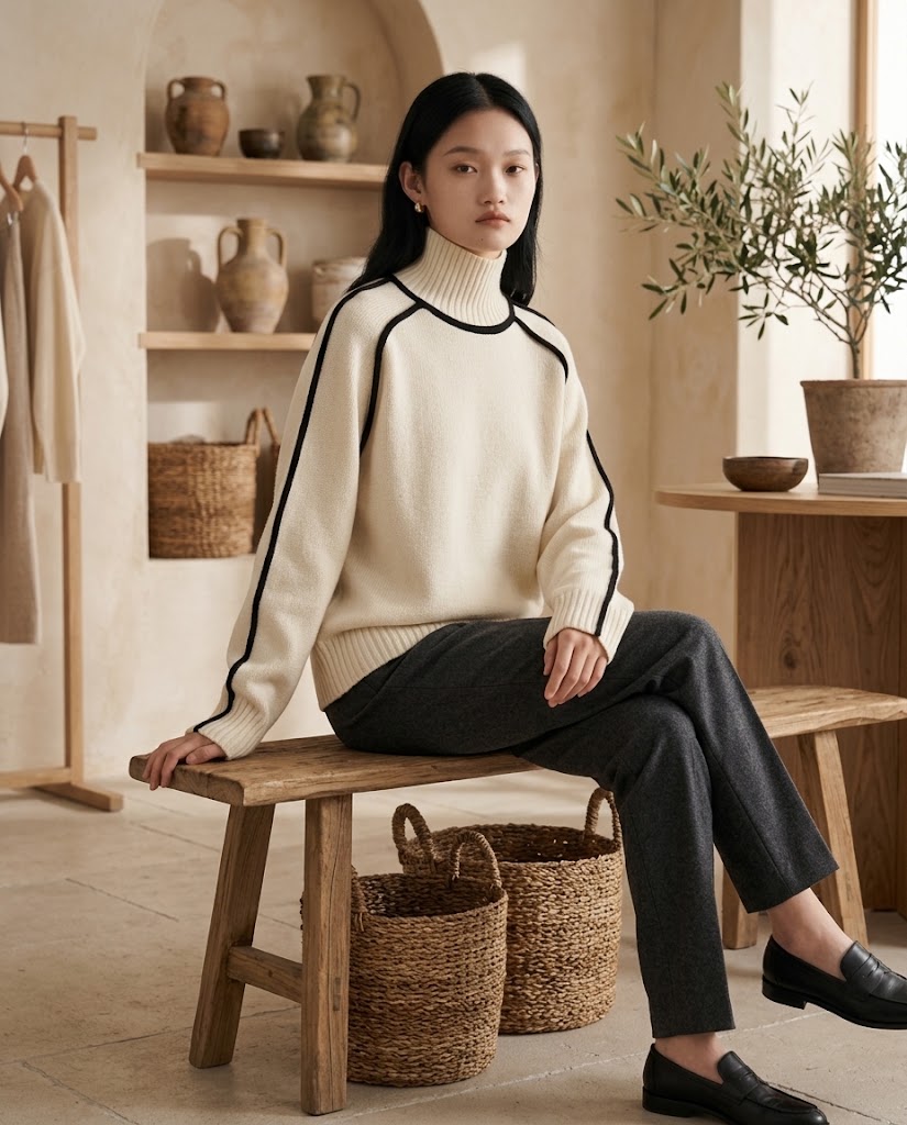 Relaxed Knit Turtleneck Sweater Threadded