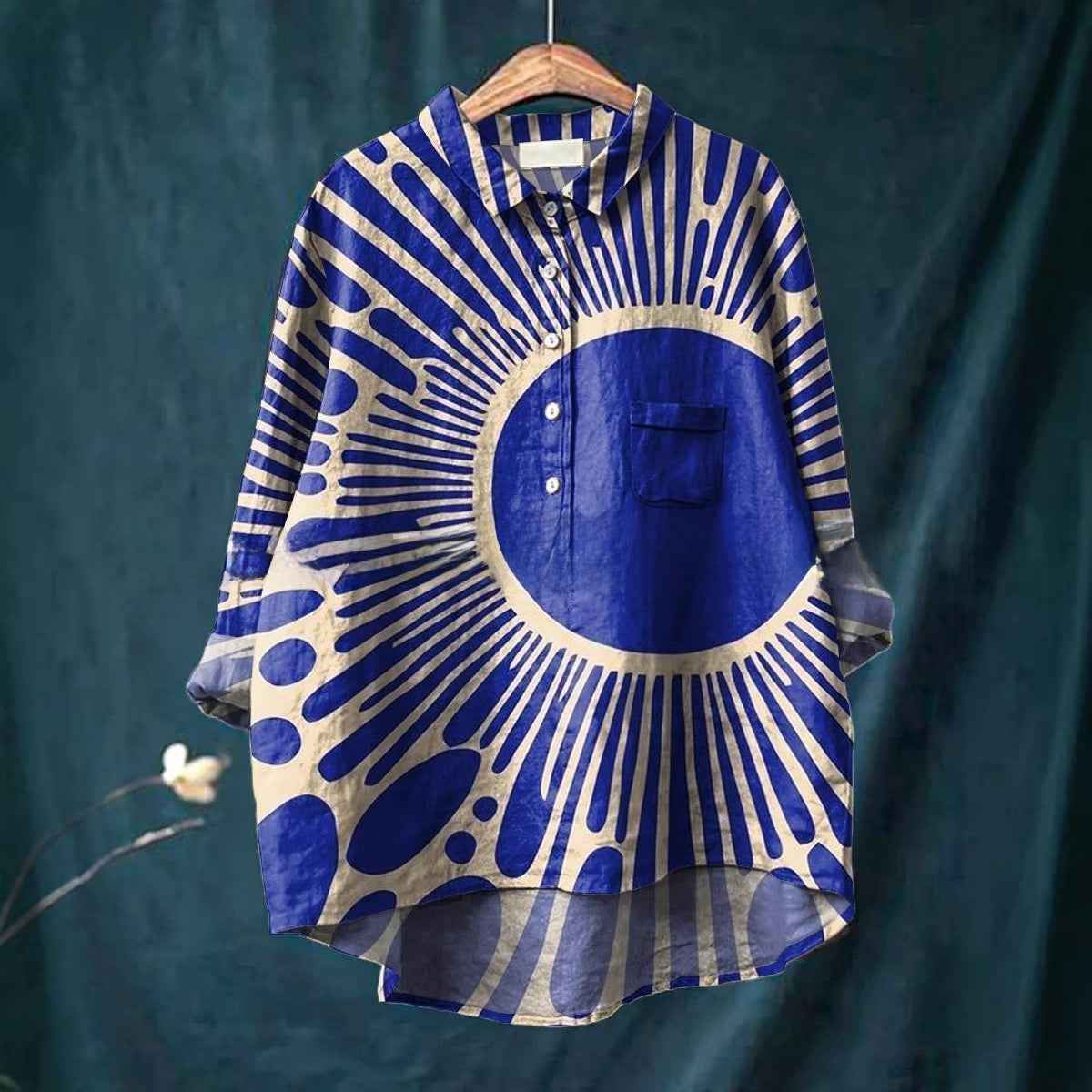 Solara | Women’s Abstract Print Oversized Longline Blouse