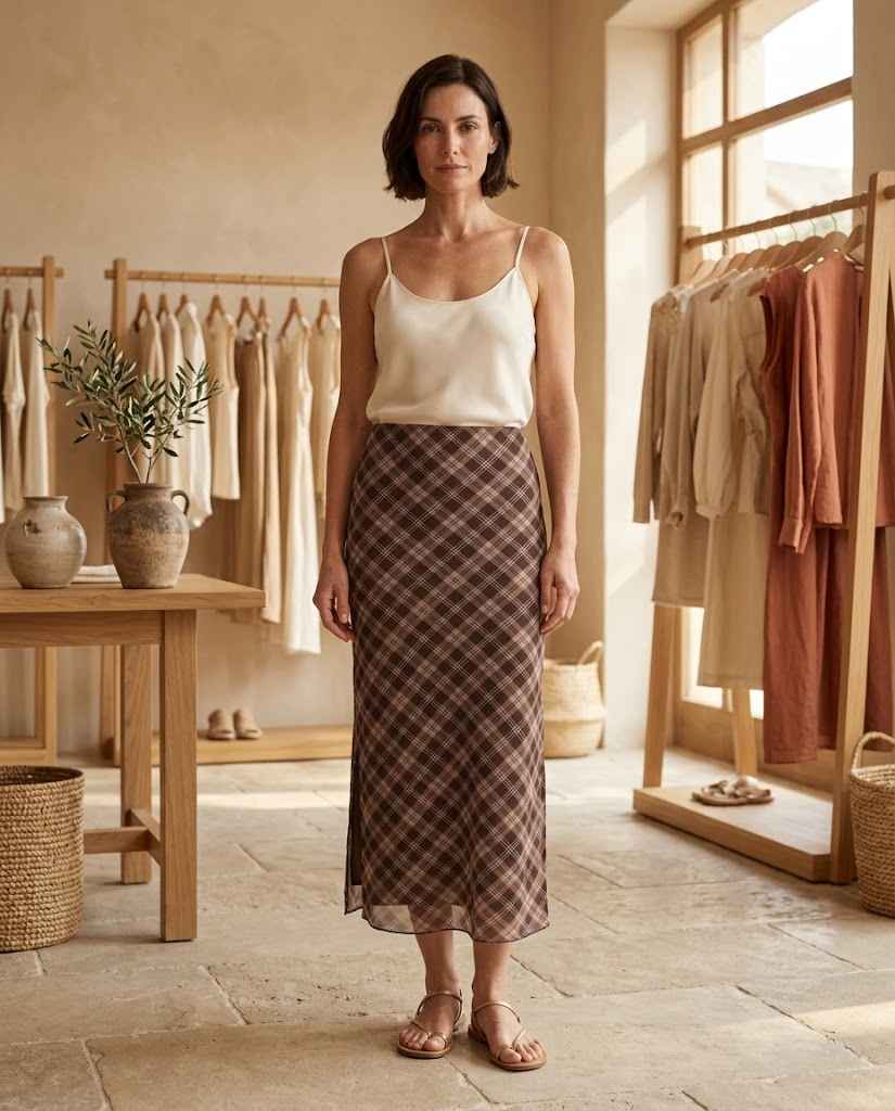 Womens Retro Plaid Mesh Midi Skirt Lace Bow & Side Slit