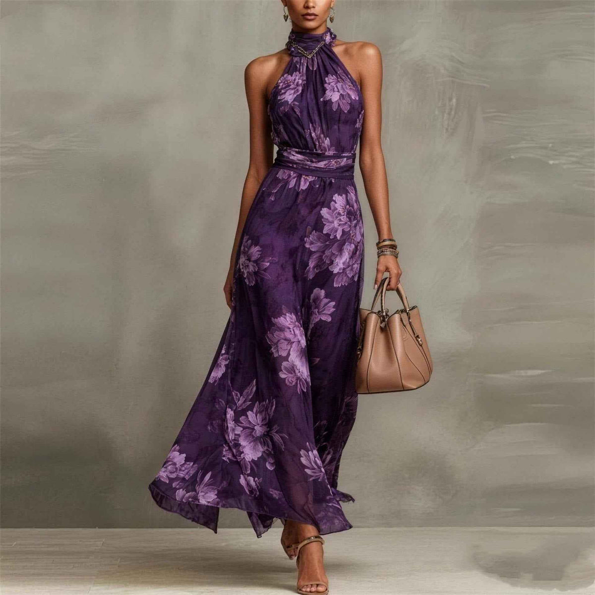 Mirelle | Gathered Halter Midi Dress