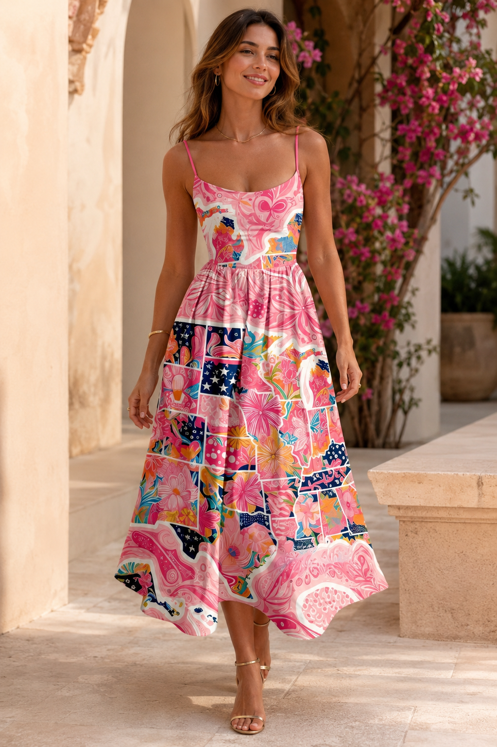 Rosavelle | Blush Garden Midi Dress - Threadded
