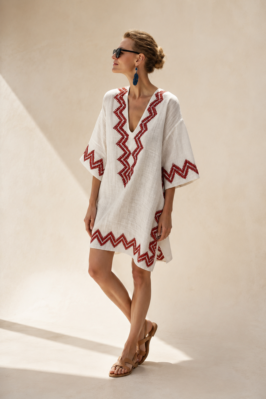 Lysandra | V Neck Half Sleeve Knee Length Dress - Threadded