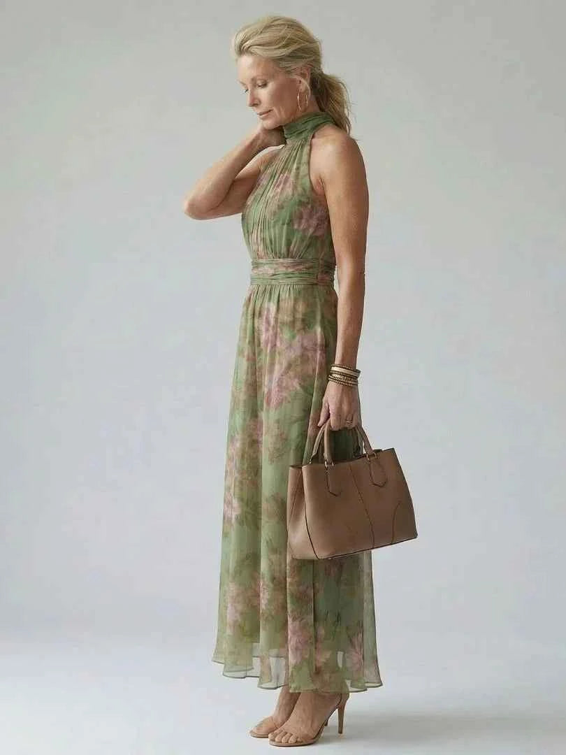 Mirelle | Gathered Halter Midi Dress