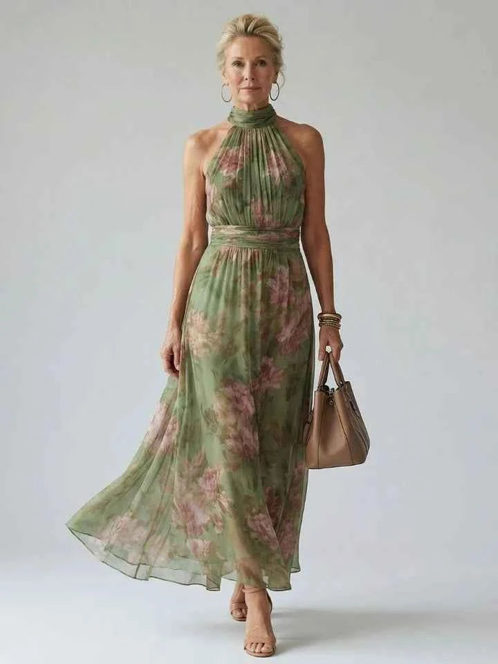 Mirelle | Gathered Halter Midi Dress