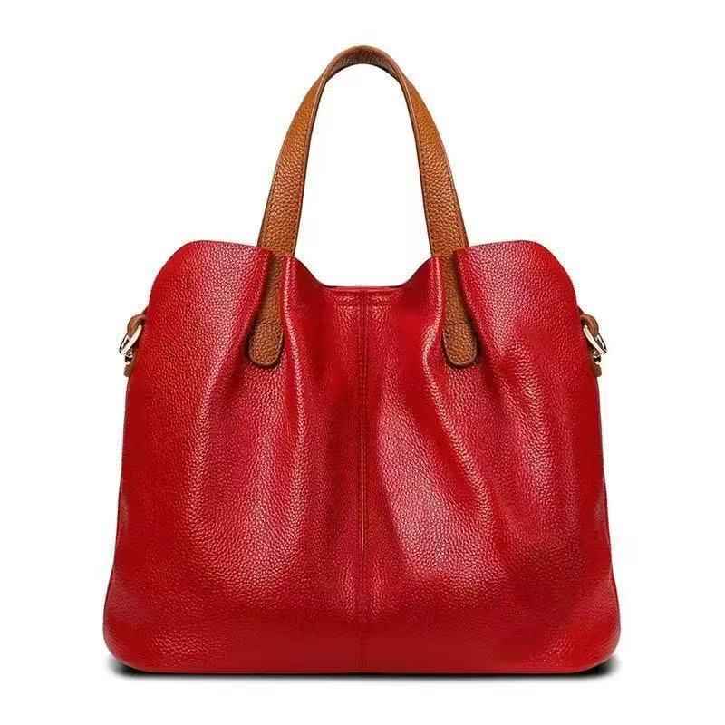 Alana | Genuine Leather Handbags Head Layer Cowhide Litchi Grain Women Handbag