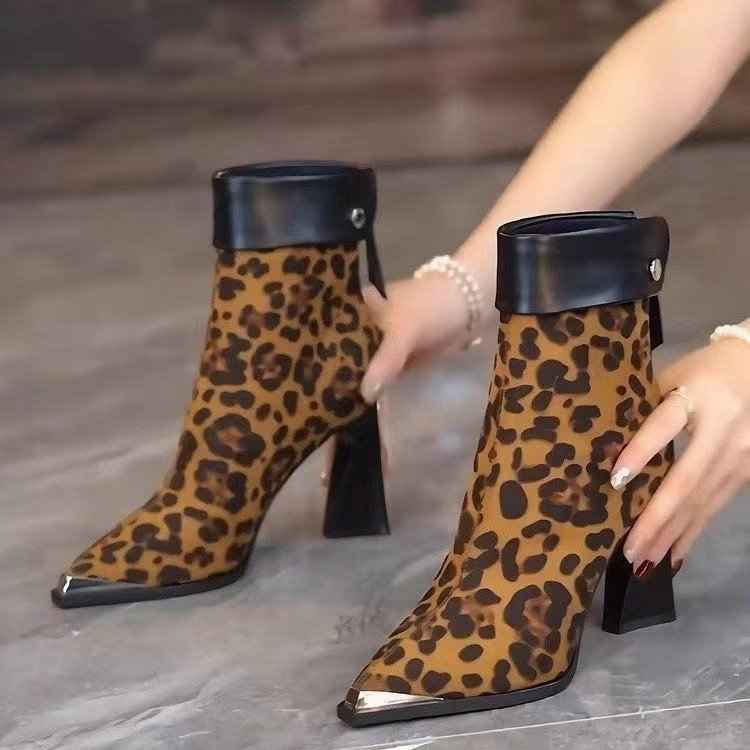 MID-HEEL LEOPARD PRINTED ANKLE BOOT