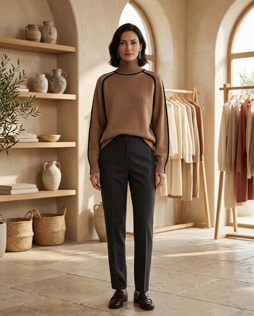 Relaxed Knit Turtleneck Sweater Threadded