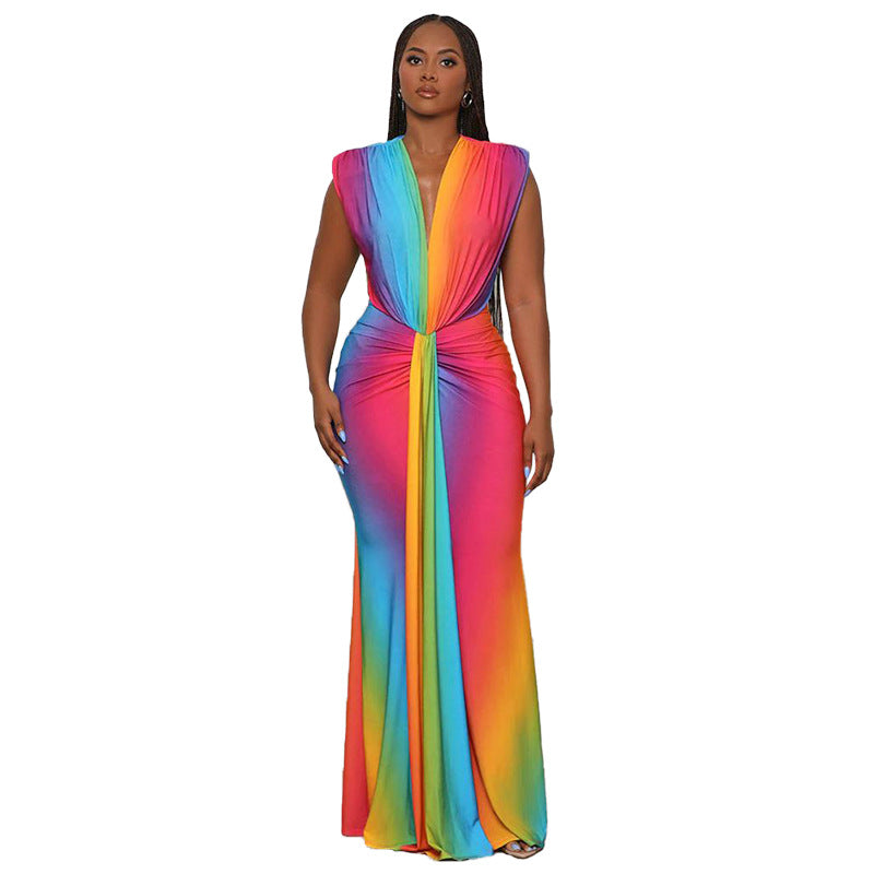 Zarela | Sleeveless Abstract Print Maxi Dress