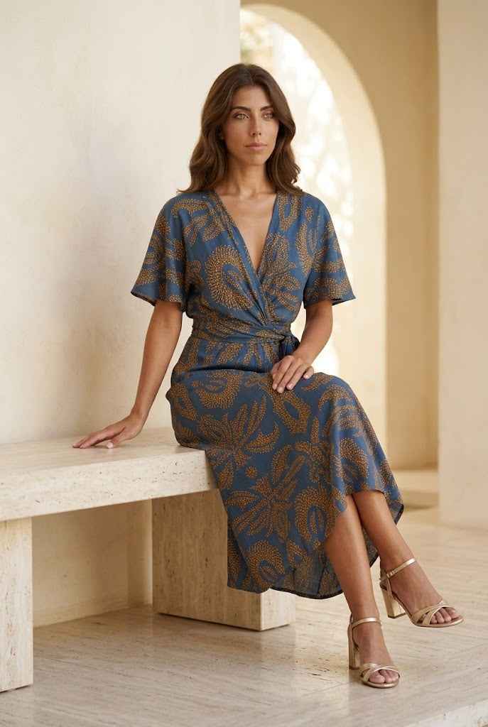 Lune | Natural Wrap Midi Dress