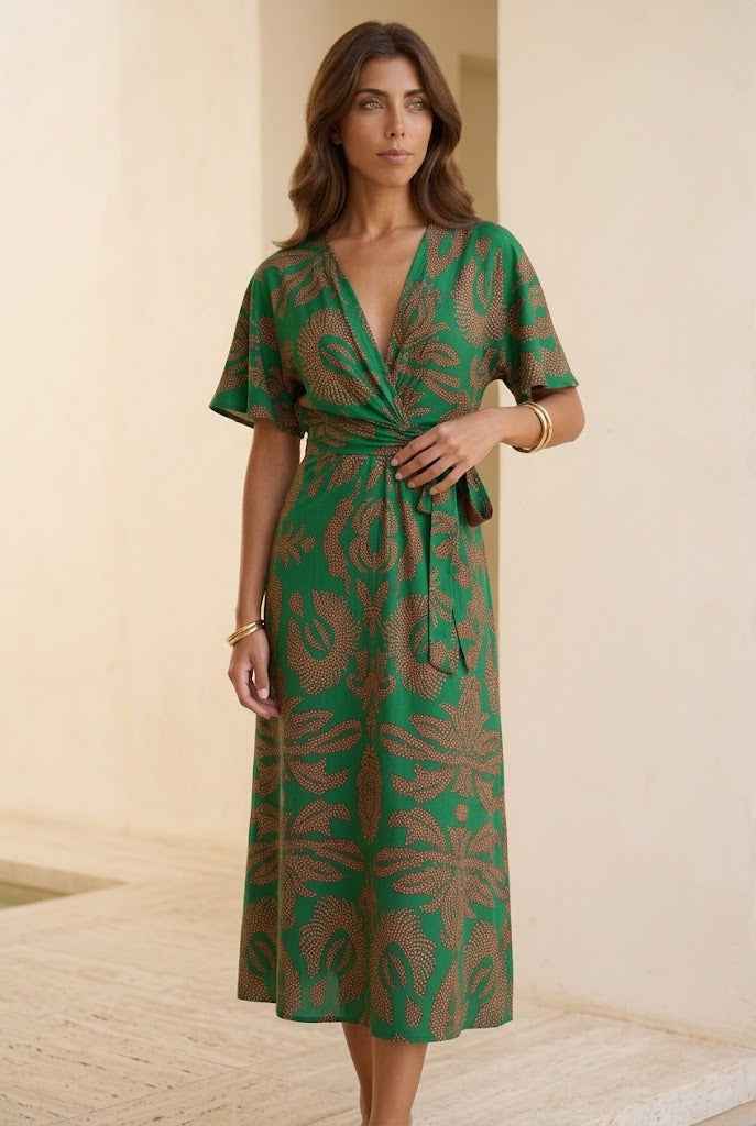 Lune | Natural Wrap Midi Dress