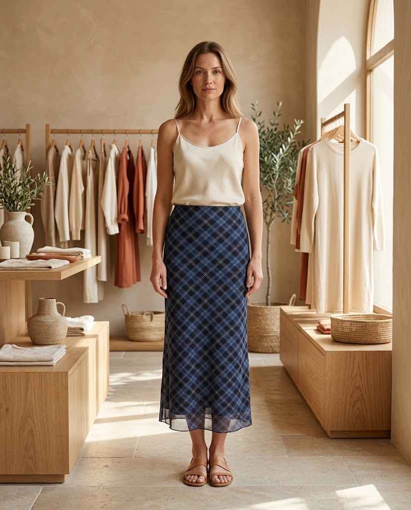 Womens Retro Plaid Mesh Midi Skirt Lace Bow & Side Slit