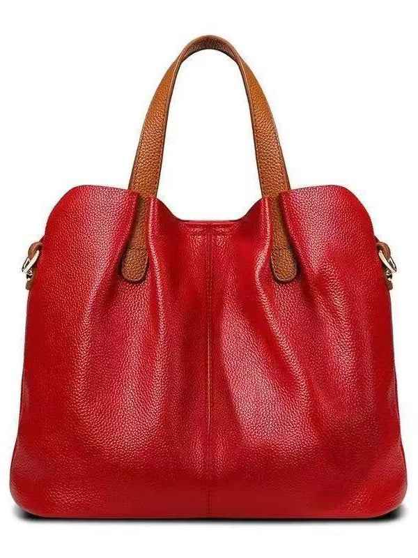 Alana | Genuine Leather Handbags Head Layer Cowhide Litchi Grain Women Handbag