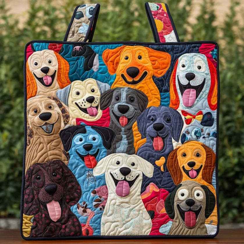 Paws&Stitch | Colorful Dog Patchwork Quilted Tote Bag - Pet Lover Handbag