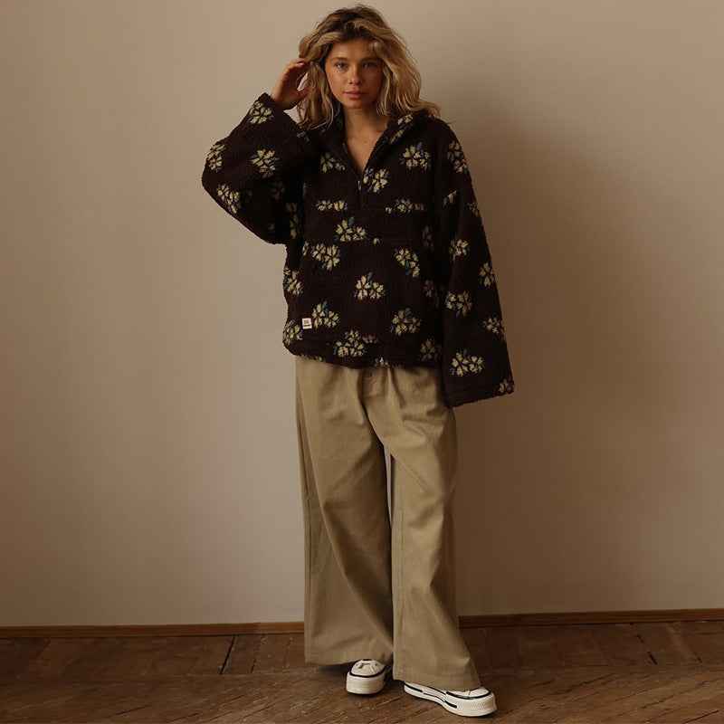 Daisy | Floral Fleece Half-Zip Pullover