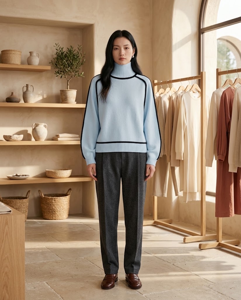 Relaxed Knit Turtleneck Sweater Threadded