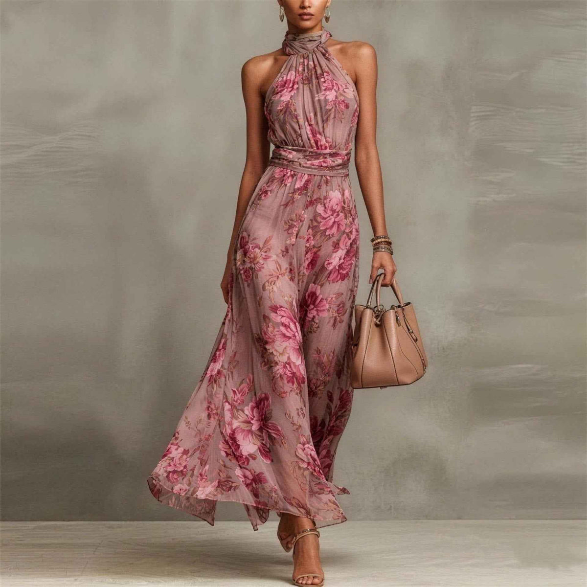 Mirelle | Gathered Halter Midi Dress
