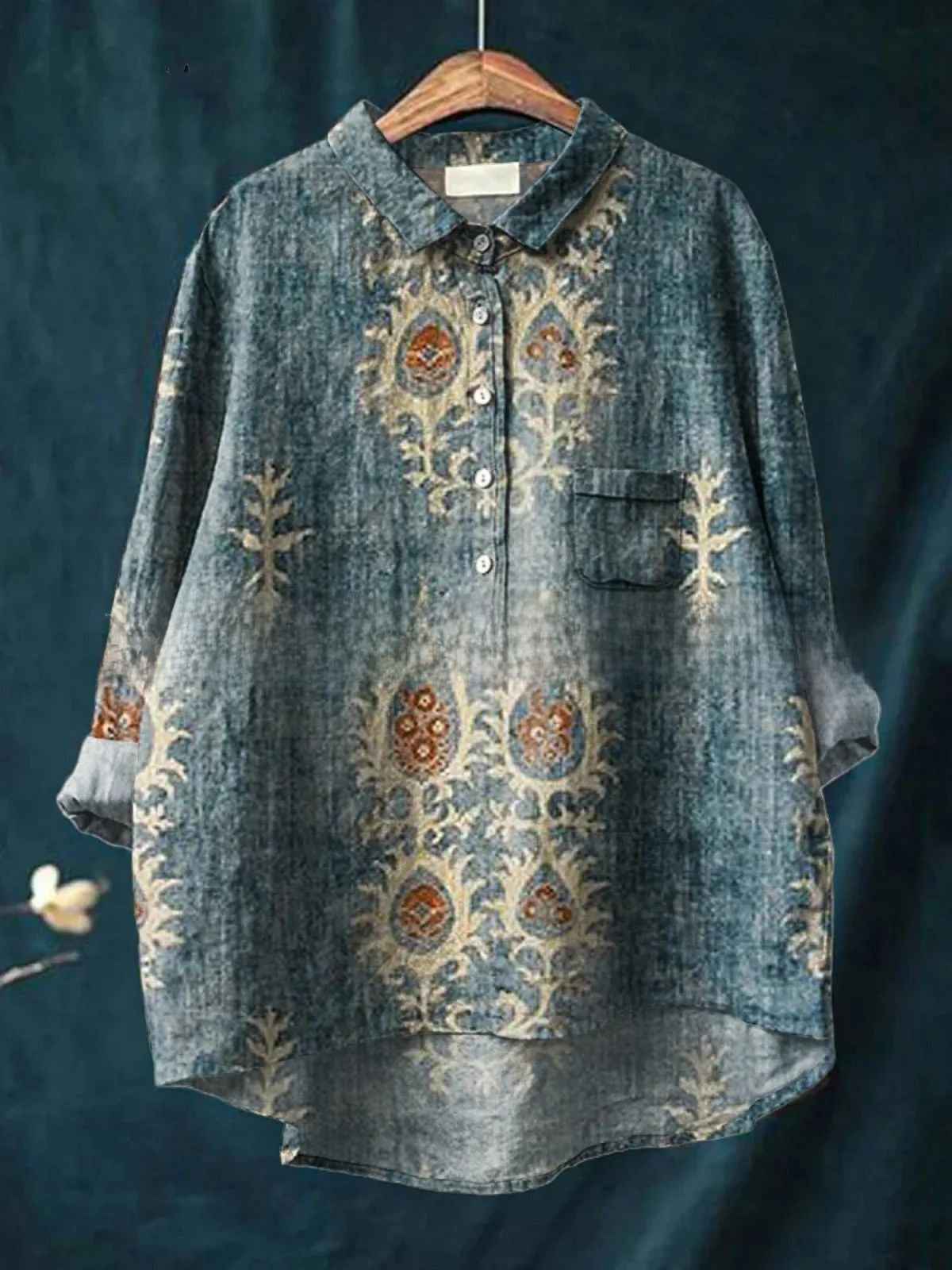 Elowen | Women’s Boho Floral Print Oversized Longline Blouse
