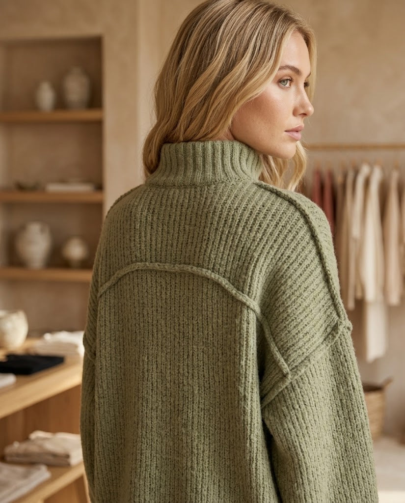 Women's Fluffy Oversized Knit Sweater Threadded
