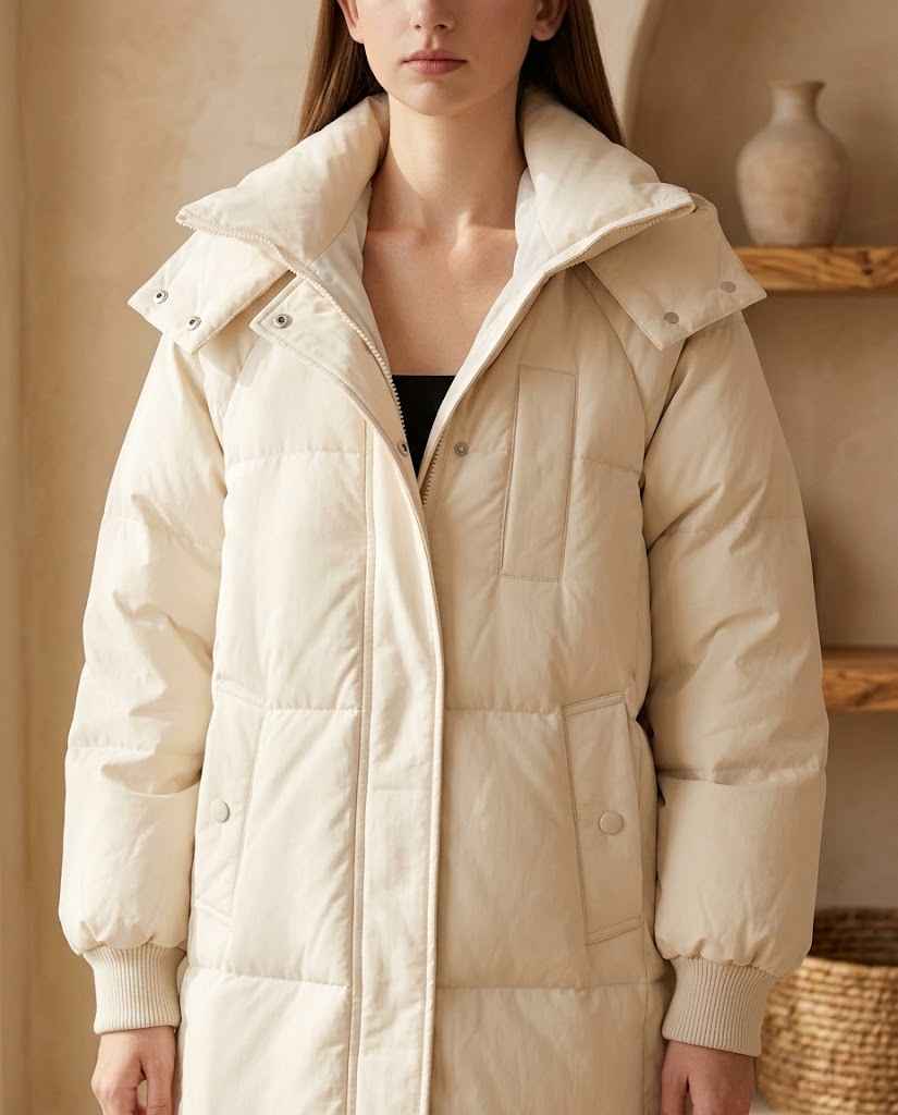 Comfortable long winter puffer jacket for women
