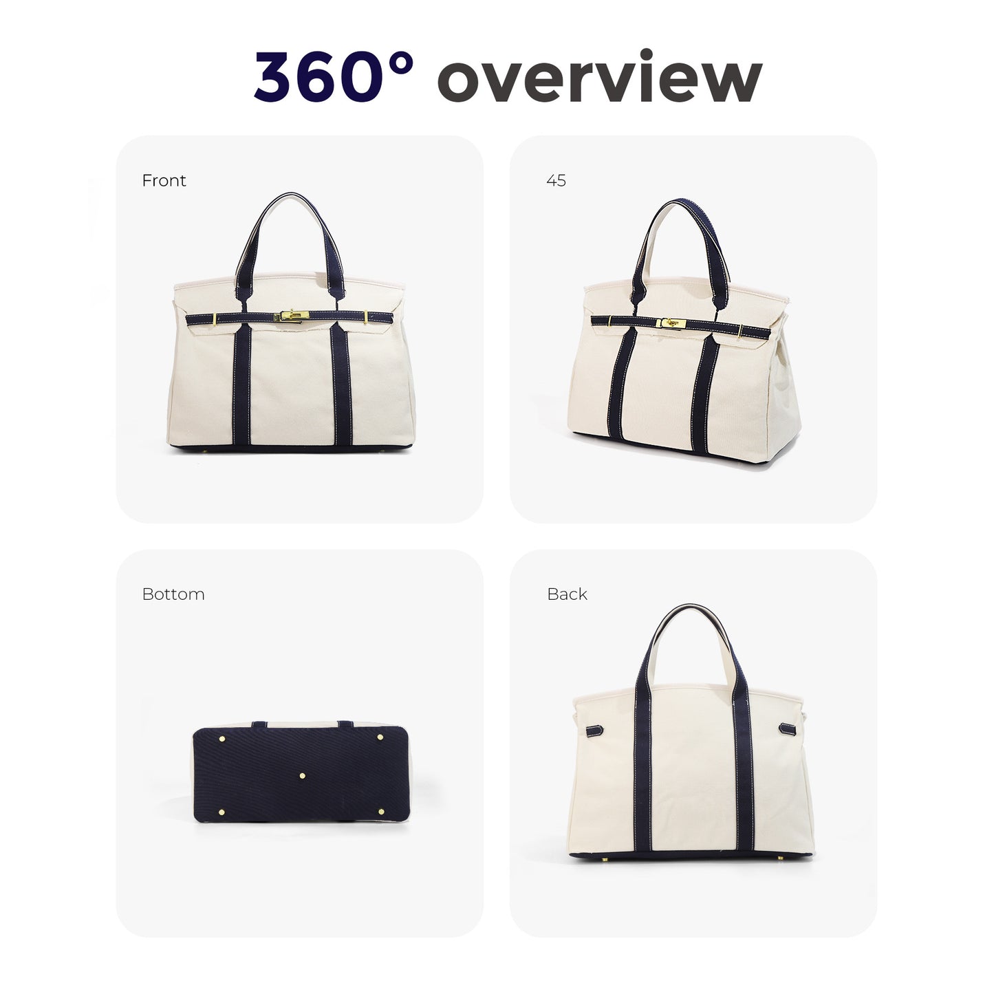Casual Color Block Canvas Tote Bag