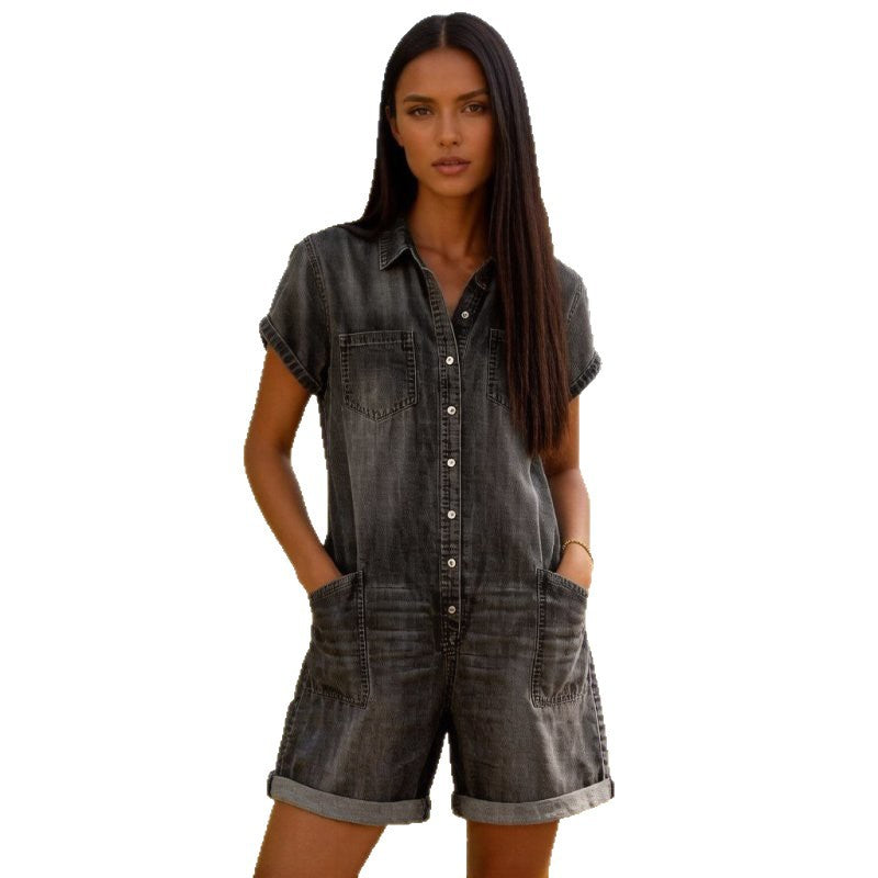 Nora | Casual Denim Jumpsuit Shorts