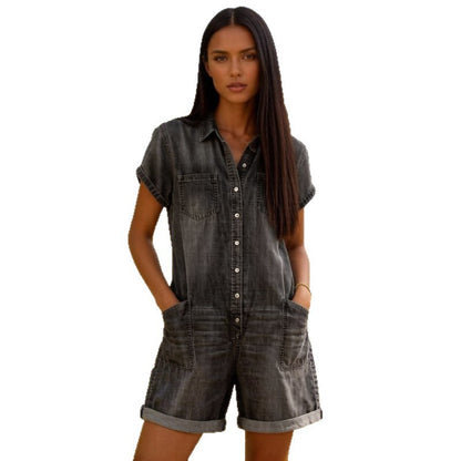 Nora | Casual Denim Jumpsuit Shorts