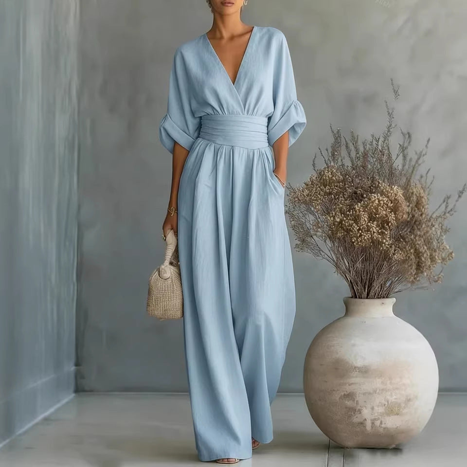 Wanda | Cross Front Wide Leg Jumpsuit