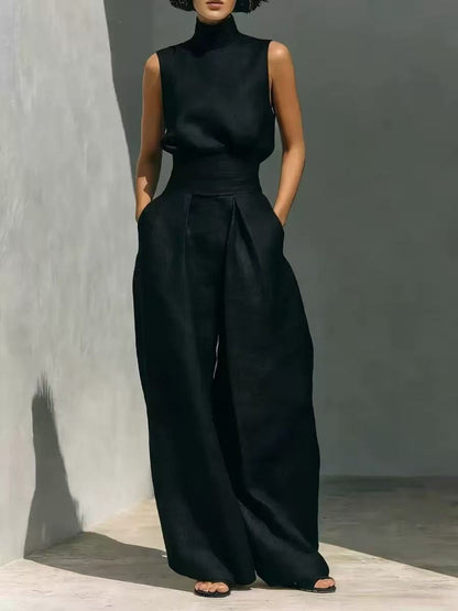 Maria | Complete With Tank Top And Wide-Leg Cotton And Linen Minimalist Outfit