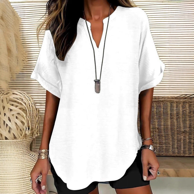 Xalina | Soft-Touch Notched-Neck Blouse