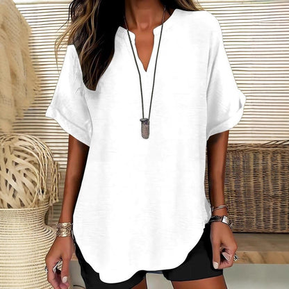 Xalina | Soft-Touch Notched-Neck Blouse