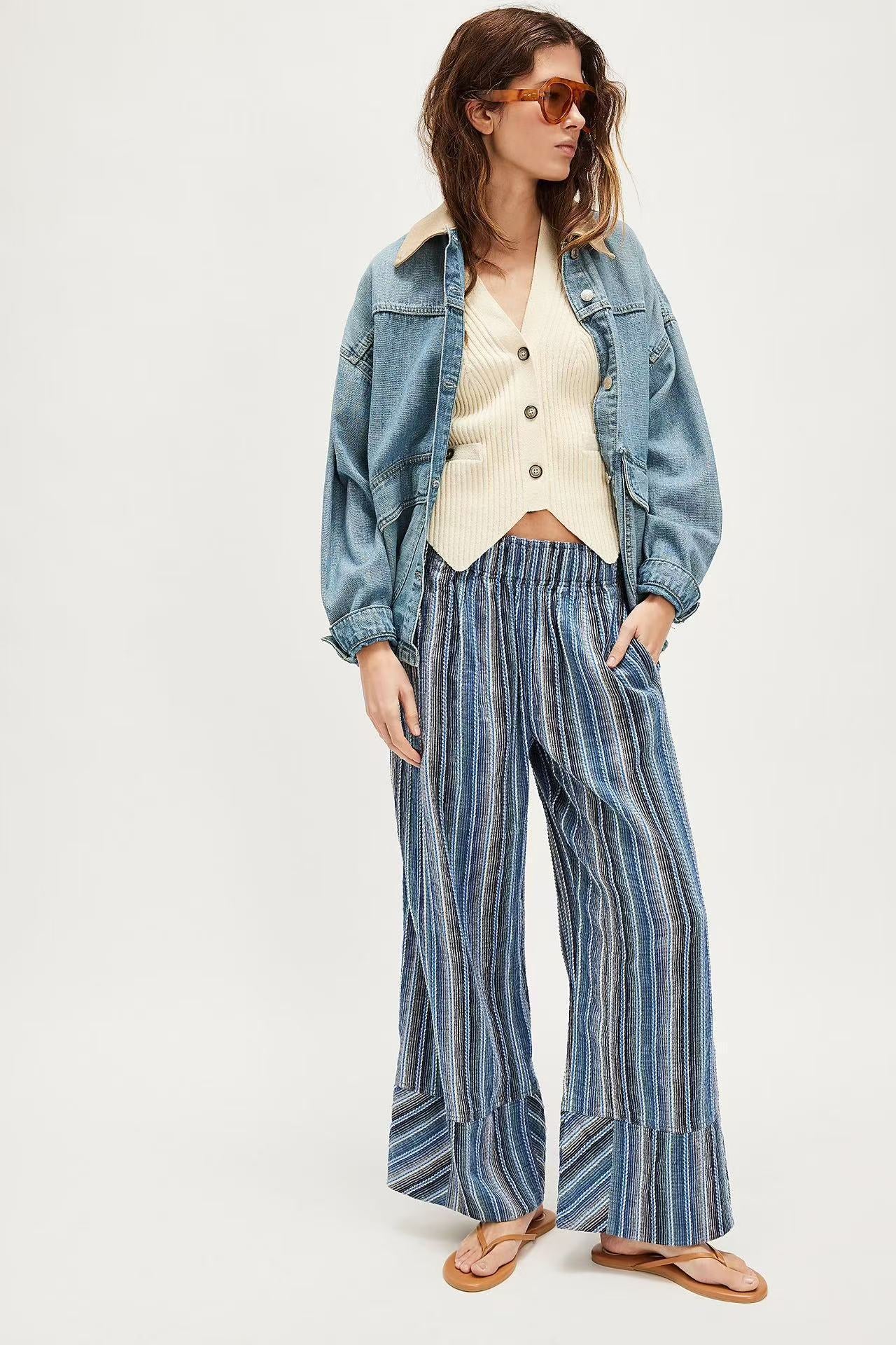Lucia | Striped Wide-Leg Pants for Women