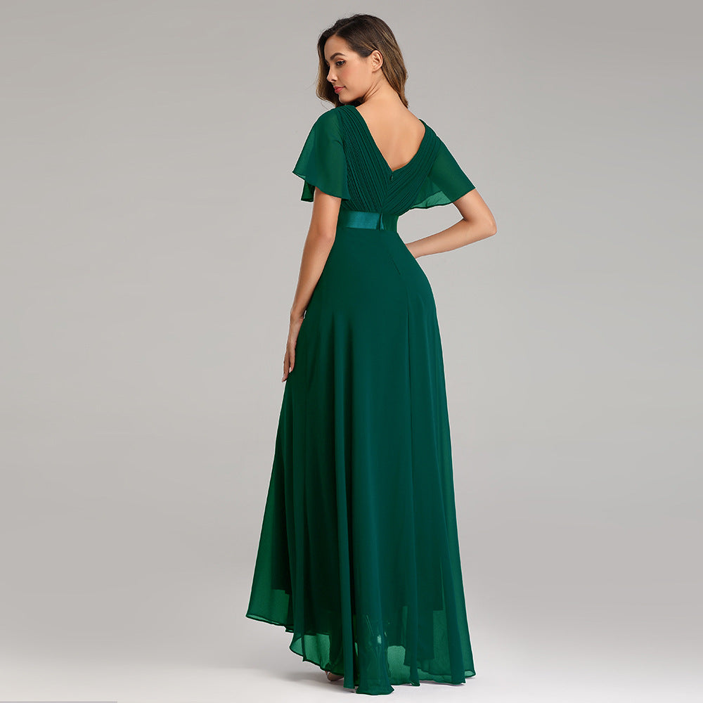 Orelia | Short Sleeve V Neck Flowing Maxi Dress