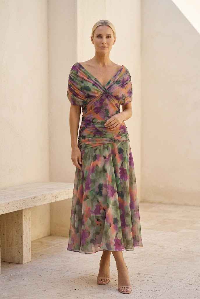 Calen | Off Shoulder Flow Midi Dress