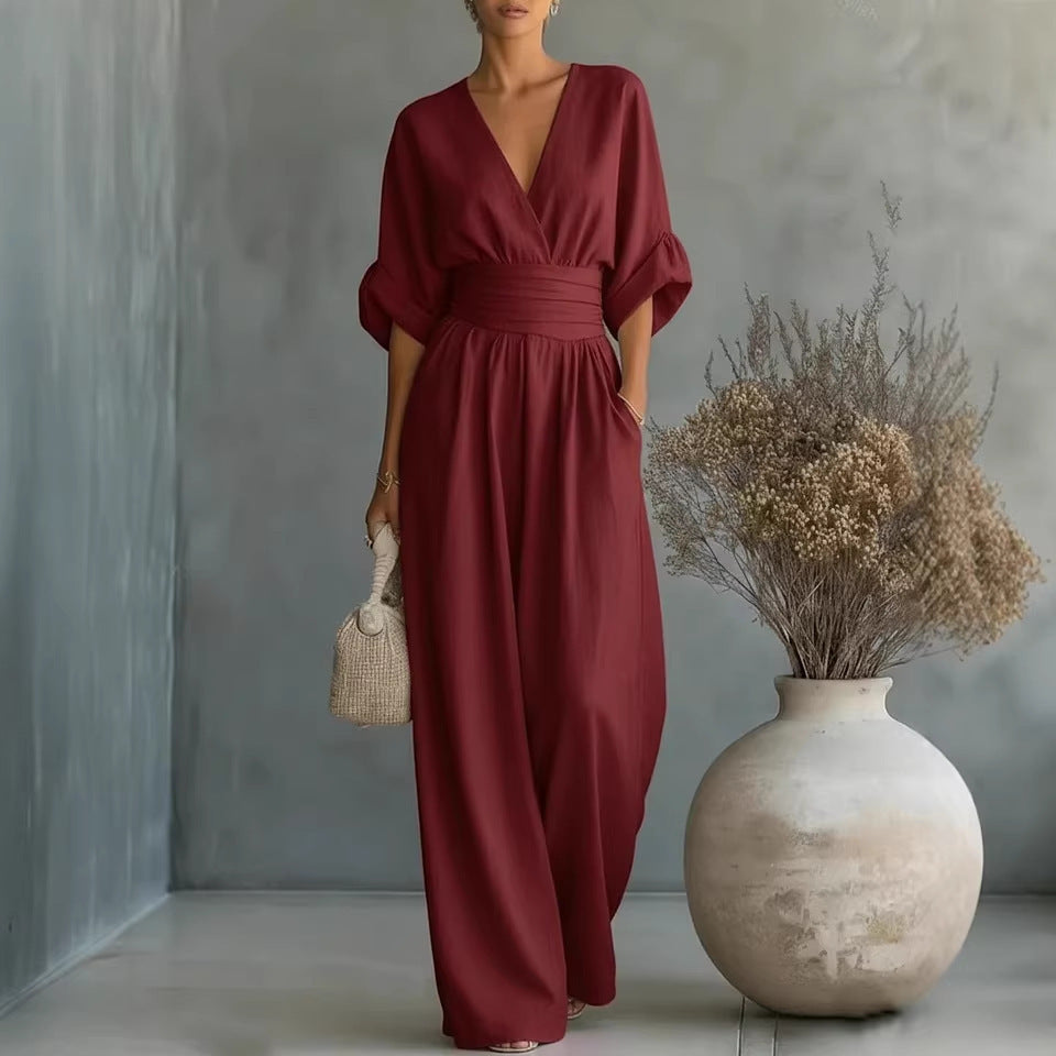 Wanda | Cross Front Wide Leg Jumpsuit