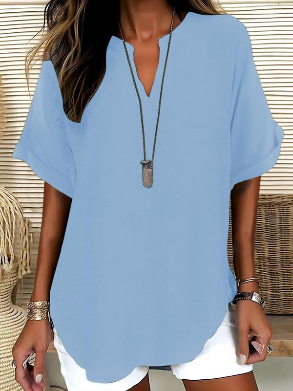 Xalina | Soft-Touch Notched-Neck Blouse