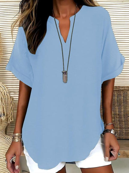 Xalina | Soft-Touch Notched-Neck Blouse