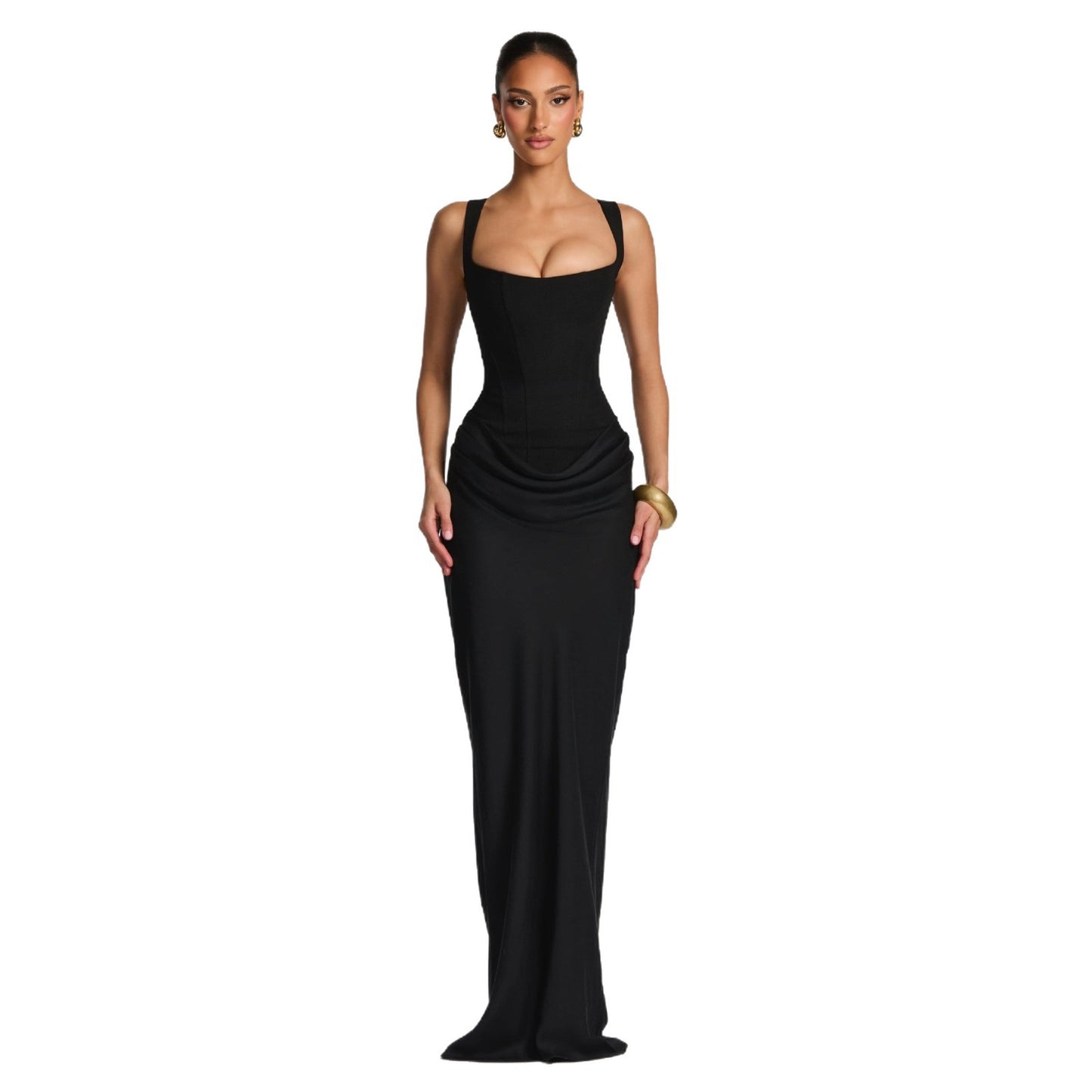 Sigler | Sleeveless Cowl Neck Fitted Maxi Dress