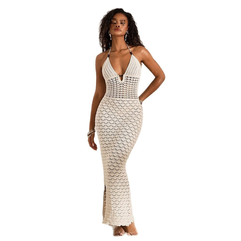 Culima | Open Knit Halter Neck Bodycon Midi Dress