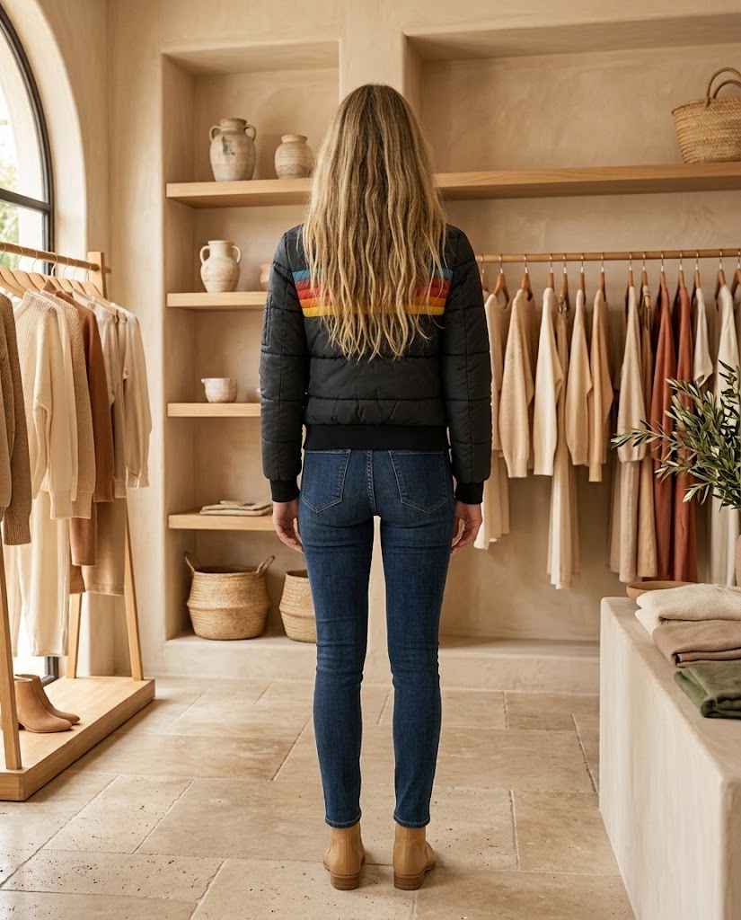 Women's Retro Striped Padded Puffer Jacket