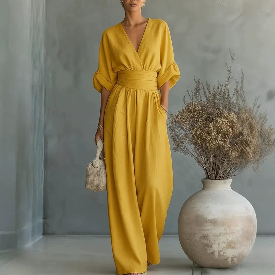 Wanda | Cross Front Wide Leg Jumpsuit