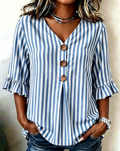 Jessara | Ruffle-Sleeve Linen Blouse