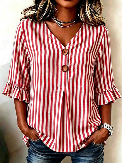 Jessara | Ruffle-Sleeve Linen Blouse
