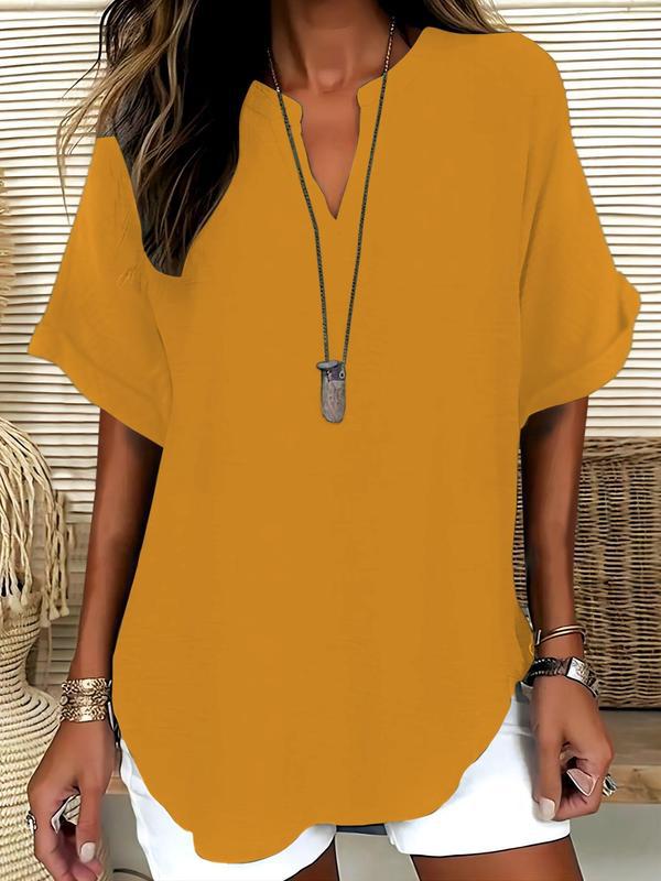 Xalina | Soft-Touch Notched-Neck Blouse