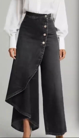 Stylish Women's High-Waisted Wide-Leg Jeans with Relaxed Fit