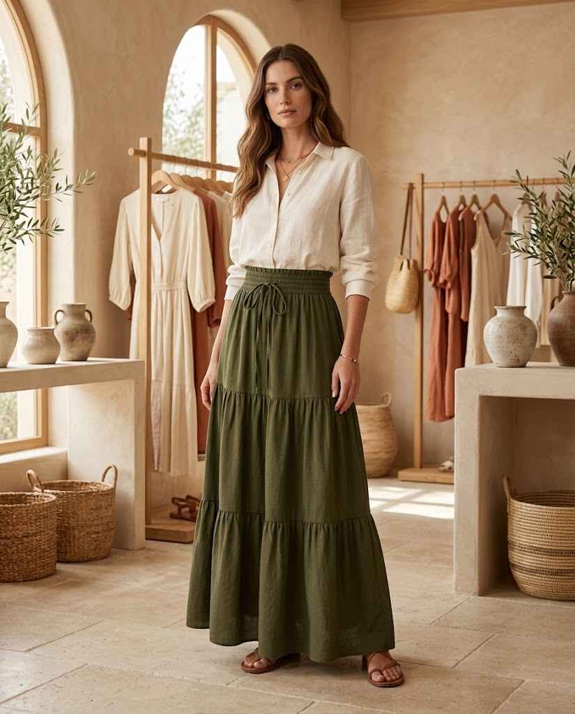 Maribel Women?s Floral Print Elastic-Waist Skirt