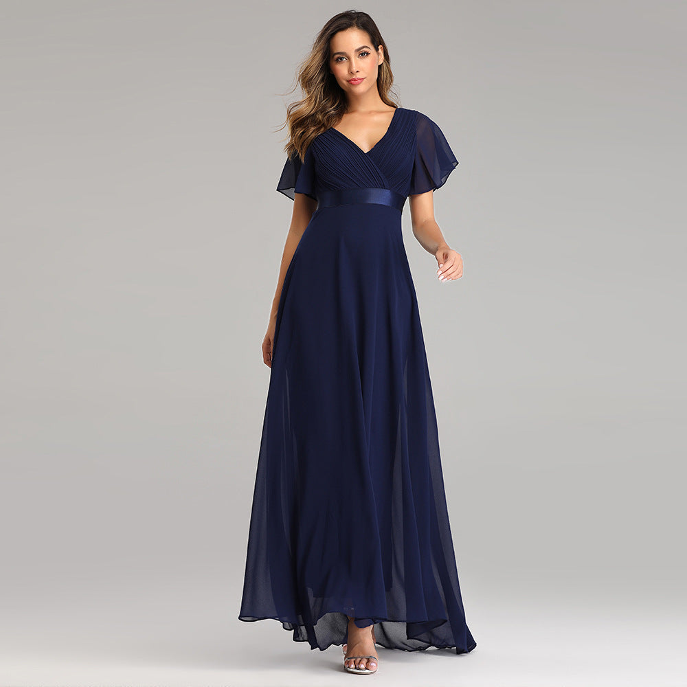 Orelia | Short Sleeve V Neck Flowing Maxi Dress