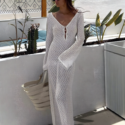 Seleium | Knit Bell Sleeve Maxi Dress